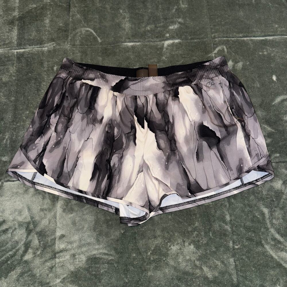 CALIA by Carrie Underwood Lined Running Shorts Gray White Marble Women's Large